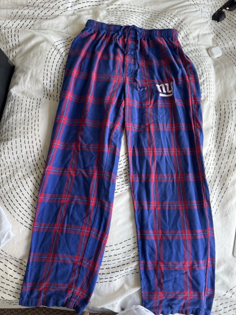NFL New York Giants Plaid Lounge Pants - Blue & Red